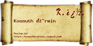 Kossuth Ármin névjegykártya